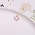 Pendentif fleur rose à quatre feuilles plaqué or et verre cristal pour bijoux DIY - Pendentif Sertissage Trèfle / Rose