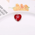 Faceted red crystal heart pendant with a decorative golden metal border for DIY jewelry - 18mm / Red
