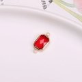 Rectangular red crystal connector with gold plated frame for DIY jewelry making - 11x22mm / Red