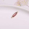 Rose gold oval connector with faceted wine red crystal stone for DIY jewelry making - 5x15 Oval Double Loop / Burgundy