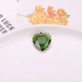 Green crystal heart pendant with golden metal base for DIY jewelry making - 18mm / Green