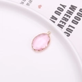 Rosa ovaler facettierter Kristallanhänger mit Goldrand für die Schmuckherstellung - 10x14mm Ovaler Anhänger / Rosa