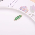 Faceted green crystal oval pendant connector with gold plated frame for DIY jewelry - Green Jade
