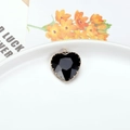 Elegant black heart crystal pendant with gold metal frame for DIY jewelry making - Black
