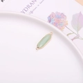 Oval light green crystal connector with gold plated edges for DIY jewelry making - Synthetic Light Green Jade