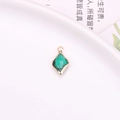 Green diamond-shaped pendant with gold plating and faceted glass for DIY jewelry - Peacock Green