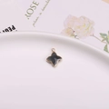 Pendentif trèfle à quatre feuilles doré avec cristal facetté noir pour bijoux DIY - Pendentif Sertissage Trèfle / Gris