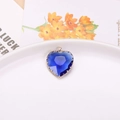 Blue faceted crystal heart pendant with golden wavy metal frame for DIY jewelry making - Sapphire Blue