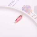 Pink faceted oval crystal pendant connector with gold plated edges for DIY jewelry making - Rose Red