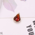 Water drop gourd pendant with gold frame and orange crystal stone for DIY jewelry - Reddish Brown