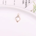 Gold plated rhombus crystal pendant with transparent faceted glass for DIY jewelry making - White