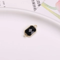 Pendente rettangolare in cristallo nero con doppi connettori placcati in oro - Nero