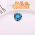 Deep blue heart-shaped crystal pendant with gold metal frame for DIY jewelry making - Peacock Blue