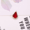 DIY jewelry teardrop pendant in red enamel with light gold plated edge for necklaces - Red