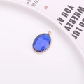 Ciondolo ovale con pietra portafortuna blu e bordo dorato per creazione gioielli - Blu Zaffiro
