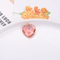 Pink heart-shaped crystal pendant with gold scalloped edges and metal hook clasp - Rose Red