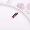 Oval gold plated crystal pendant with deep purple faceted stone and double connectors - Purple Jade