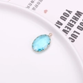 Pendente ovale in cristallo azzurro con castone a griffe dorato per bijoux fai-da-te - Blu Lago