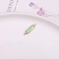 Pale green oval faceted stone connector with gold plated frame for DIY jewelry making - Emerald Green Opal