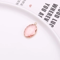 Ciondolo ovale in cristallo rosa con bordo dorato per creazione di gioielli - Rosso Rosa