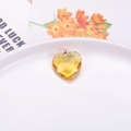 Faceted yellow heart crystal pendant with gold metal frame for DIY jewelry making - Gold