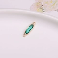 Green marquise crystal pendant with gold plating and double loops for DIY jewelry - 5x15 Oval Double Loop / Peacock Green
