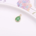 Pendentif goutte en cristal vert avec cadre doré pour la création de bijoux DIY - Jade Vert