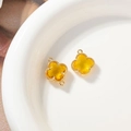 Golden clover charms with faceted yellow crystal stones for DIY jewelry making - Gold