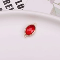 Oval red faceted crystal connector with gold plated double holes for DIY jewelry making - 6X8mm / Red