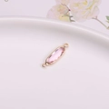 Pink oval crystal pendant with gold plating and double loops for DIY jewelry making - 5x15 Oval Double Loop / Pink