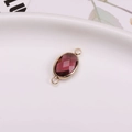 DIY purple oval crystal connector in gold-plated frame for bracelets and earrings - Burgundy