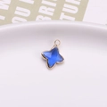 Pendentif étoile à quatre branches bleu foncé en verre avec cadre doré pour bijoux DIY - Pendentif Sertissage Trèfle / Bleu saphir