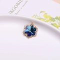 Golden snowflake pendant with deep blue crystal for DIY jewelry making and necklaces - Blue