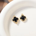 Golden clover connector with black stones for DIY jewelry bracelets and necklaces - Black