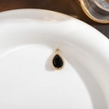 DIY black faceted crystal teardrop pendant with gold-plated frame for jewelry making - Black