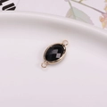 Oval black faceted crystal connector with gold plated frame for DIY jewelry making - Black