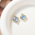 Light blue faceted clover crystal pendant with dual gold rings for jewelry making - Light Blue
