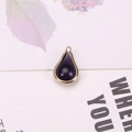 Pear-shaped dark purple resin pendant with a gold metal frame for DIY jewelry making - Violet