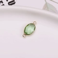 Light green crystal oval connector with gold-plated double loops for DIY jewelry making - Light Green