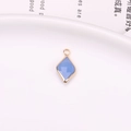 Pendaglio in resina a rombo blu chiaro con bordo dorato per creazione gioielli fai da te - Blu Chiaro