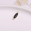 Gold-plated oval connector with black faceted crystal gem for DIY jewelry making - Black