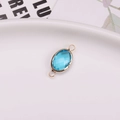 Oval light blue faceted crystal connector with gold plated frame for DIY jewelry making - Lake Blue