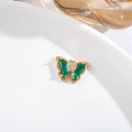 Exquisite gold butterfly pendant with emerald green crystals and sparkling rhinestones - 6x12 Butterfly with Rhinestones / Peacock Green