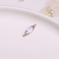 Oval light purple crystal pendant connector with gold plating for DIY jewelry making - Crystal Purple