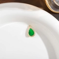Grüner Kristall-Wassertropfen-Anhänger mit vergoldetem Rahmen für DIY-Schmuck - Grüner Jade