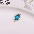 Blue oval crystal connector with gold plated frame for DIY bracelet and earring making - Peacock Blue
