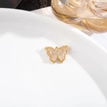 Exquisite gold butterfly necklace pendant with amber resin wings and shiny cubic zirconia - 6x12 Butterfly with Rhinestones / White