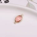 Pink faceted oval crystal connector with gold plated finish for DIY jewelry making - Rose Red