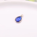 Pendentif goutte en cristal bleu foncé avec bordure dorée pour bijoux DIY - Bleu royal