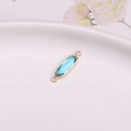 Sky blue crystal oval connector with gold plated frame for DIY jewelry making - Lake Blue